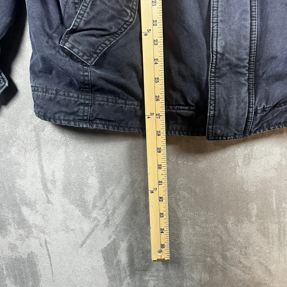 Levis Black Trucker Military Utility‎ Jacket Quilted Lined Zip Hood Large